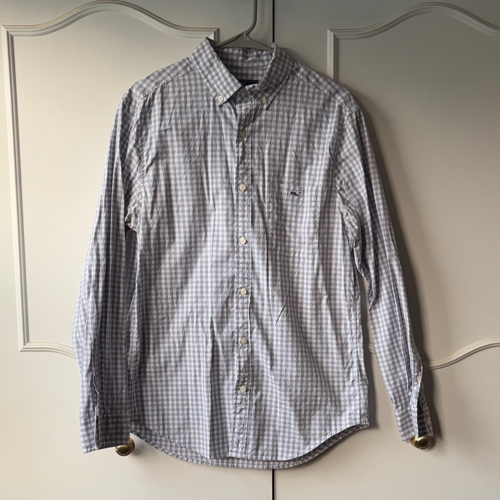 Vineyard Vines Blue and White Plaid Shirt